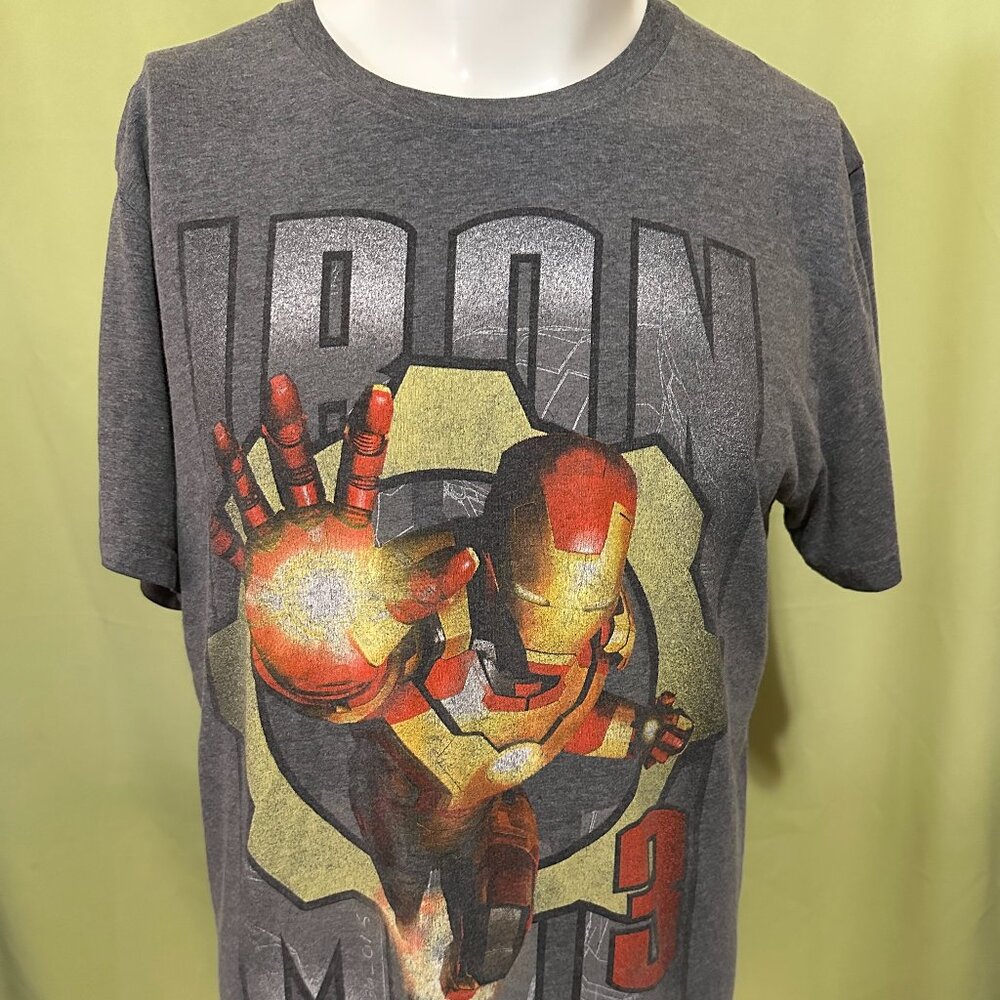 Iron Man 3 Tony Stark Old Navy Collectabilitees Men's Gray T Shirt Size XL Cotto
